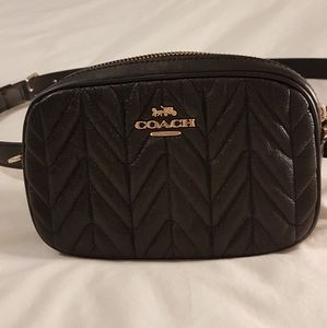 Coach Black Leather Waist Belt Fanny Pack Purse